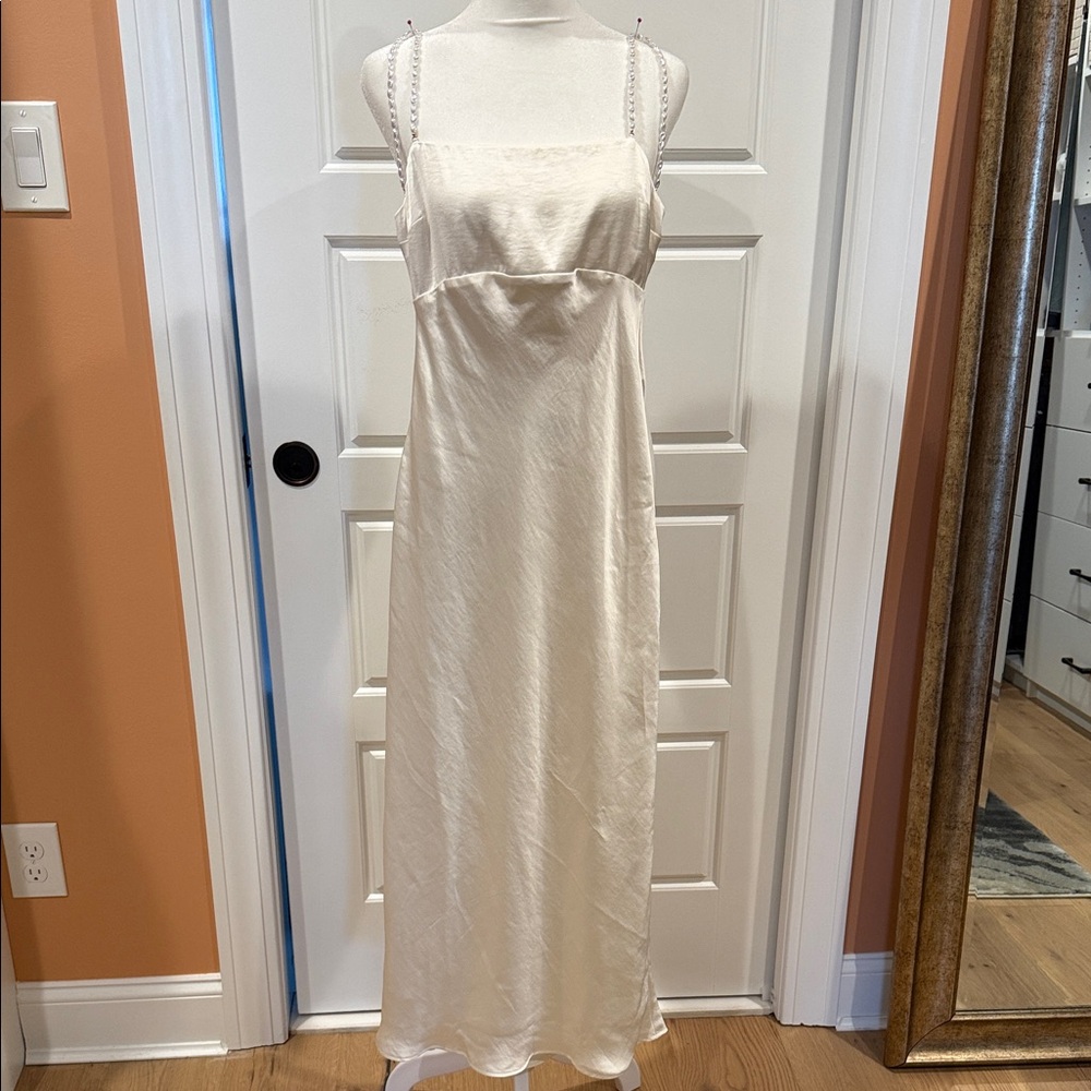 Abercrombie White Beaded Strap Silk Dress